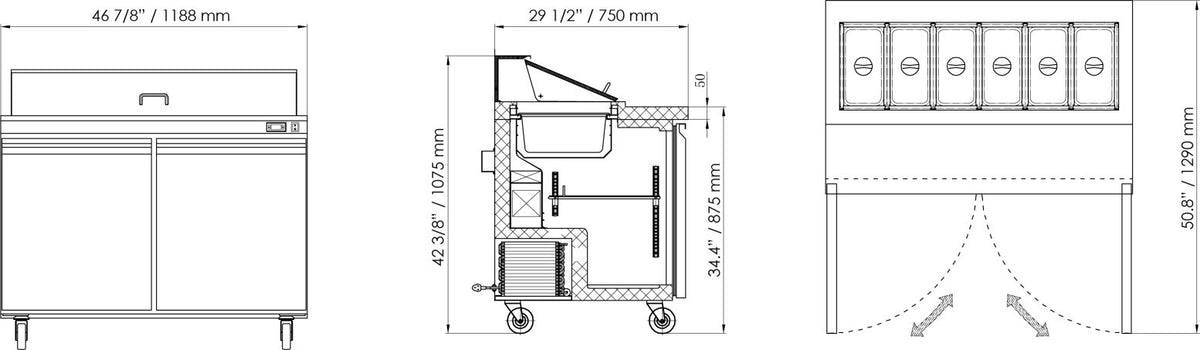 Omcan - 47" Refrigerated Prep Table - PT-CN-1194-HC