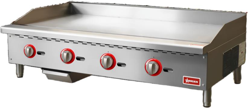 Omcan - 48″ 4-Burner Stainless Steel Gas Griddle with Manual Control - 48519
