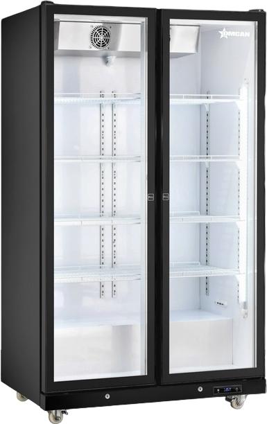 Omcan - 48” Glass Black Two Door Merchandiser Refrigerator - 48383