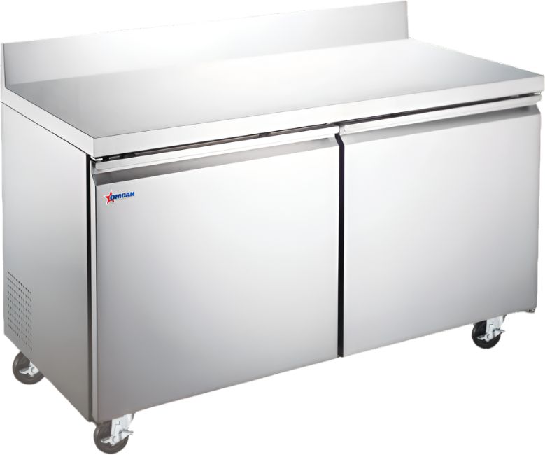 Omcan - 48" Stainless Steel Two Door Worktop Freezer With Backsplash - 50096