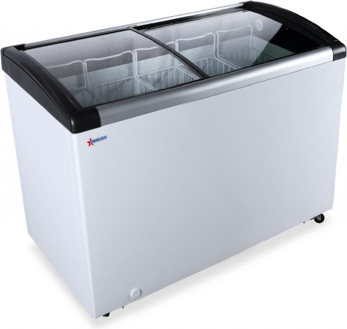 Omcan - 48" x 24" x 33" Ice Cream Display Chest Freezer with Curved Glass Top - 47753