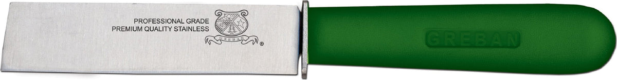 Omcan - 4.5” Cut-Off Knife with Guard & Green Handle, Pack of 10 - 11604