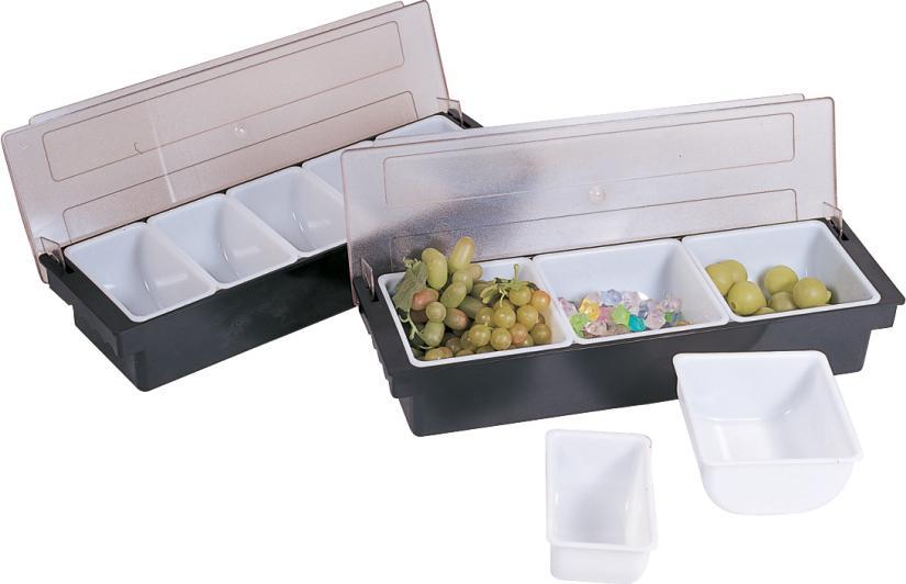 Omcan - 5 Compartment Plastic Condiment Holder, Pack of 5 - 80591