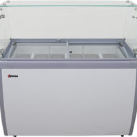 Omcan - 50″ Nine Pan Gelato Dipping Cabinet with Flat Sneeze Guard and Pans - 47743