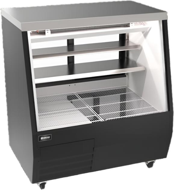 Omcan - 50” Square Black Glass Refrigerated Double-Duty Deli Display Case - 50104