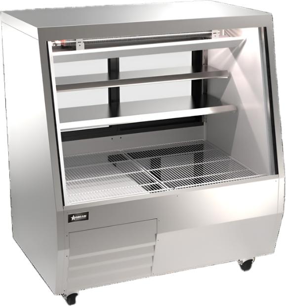 Omcan - 50” Square Stainless Steel Glass Refrigerated Double-Duty Deli Display Case - 50105