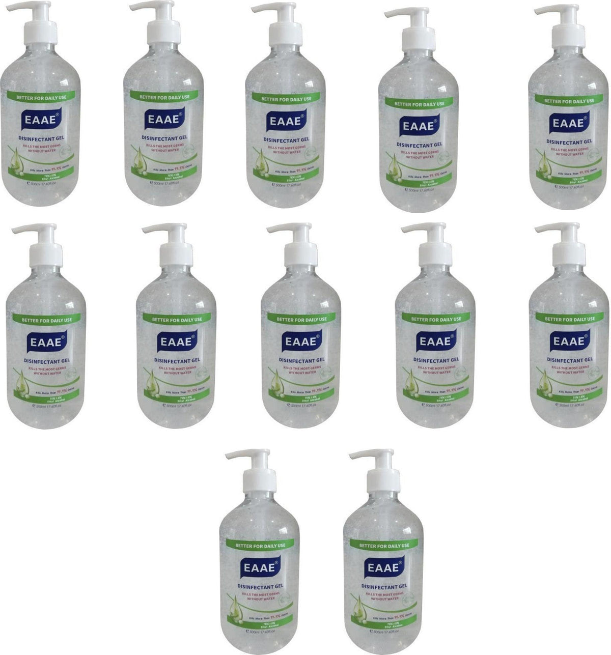 Omcan - 500 ml Clear Bottle Hand Sanitizer with 75% Alcohol with Pump, Pack of 10 - 46669