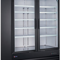 Omcan - 53" Black Display Refrigerator with 2 Swing Glass Doors - RE-CN-0045-HC-SB