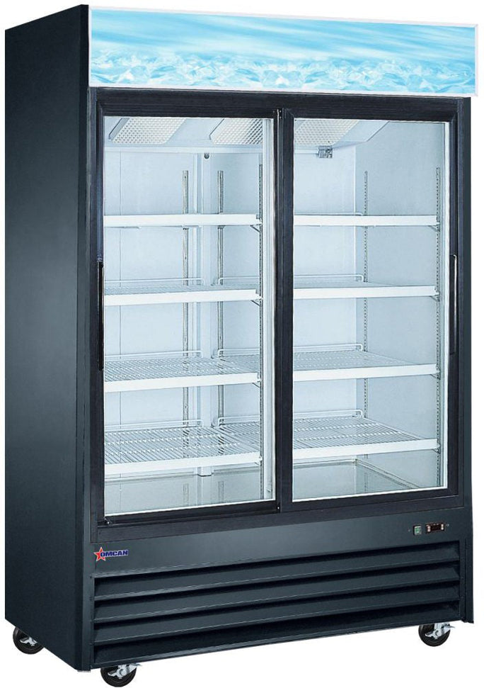 Omcan - 53" Black Double Sliding Glass Door Refrigerator - 51032