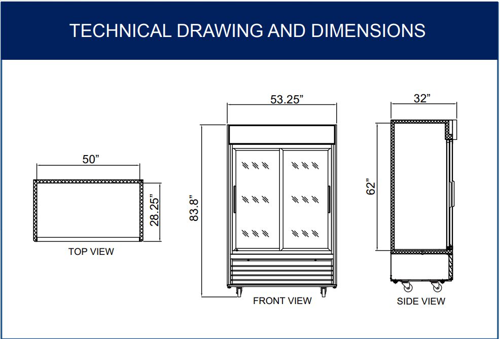 Omcan - 53" White Double Door Sliding Glass Cooler Refrigerator - RE-CN-0045-HC