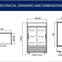 Omcan - 53" White Double Door Sliding Glass Cooler Refrigerator - RE-CN-0045-HC