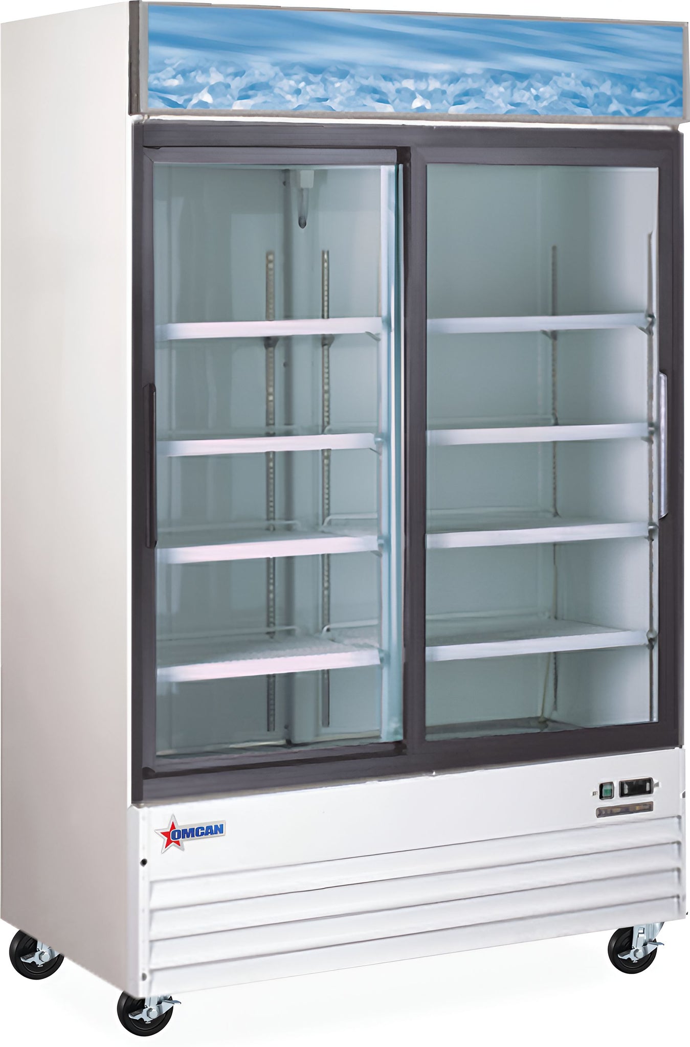 Omcan - 53" White Double Door Sliding Glass Cooler Refrigerator - RE-CN-0045-HC