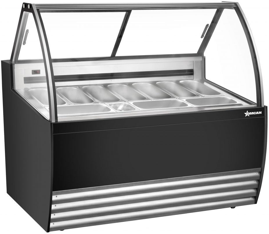 Omcan - 55″ Gelato Black Display Showcase with 10 Pans - 49007