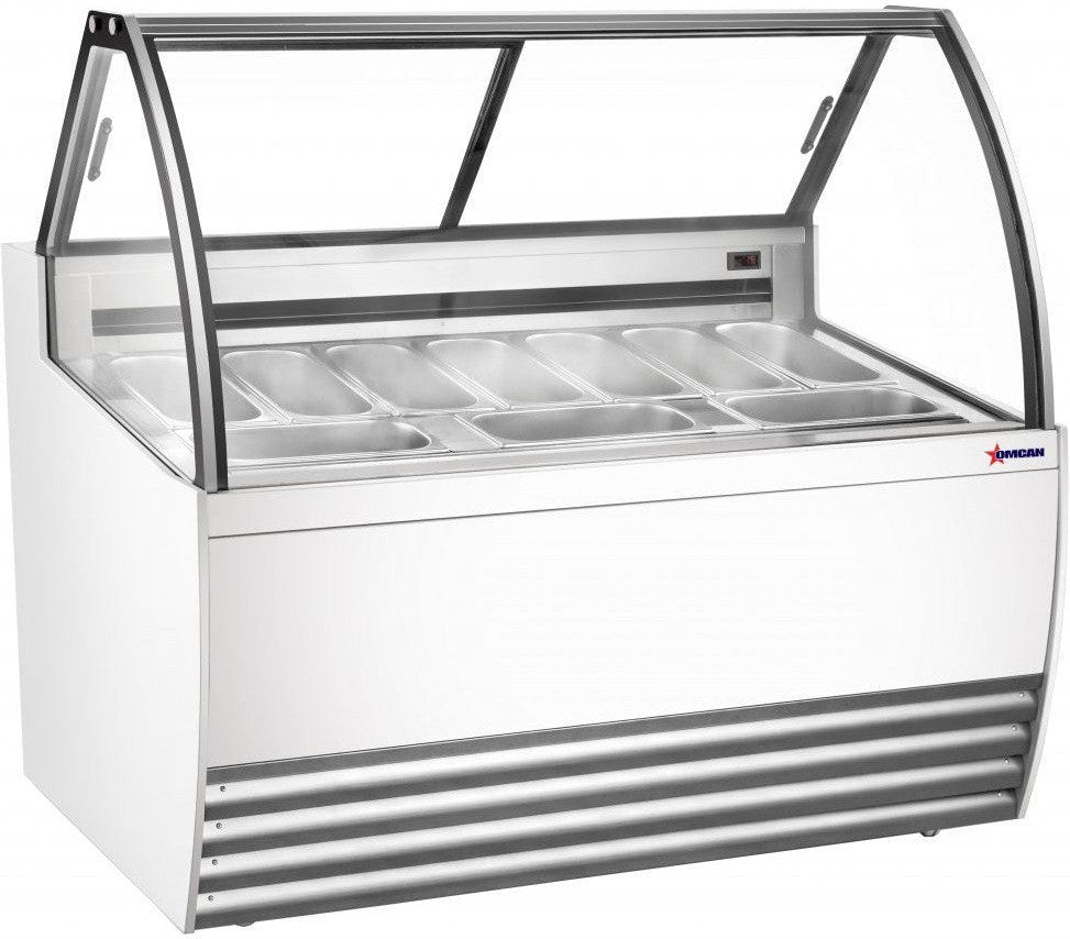 Omcan - 55″ Gelato White Display Showcase with 10 Pans - 47498