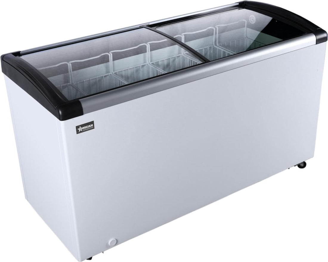 Omcan - 57″ Two Door Ice Cream Display Chest Freezer with Curved Glass Top - FR-CN-0366