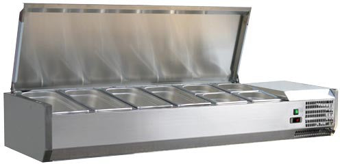 Omcan - 58" Refrigerated Topping Rail with Stainless Steel Cover - 46657