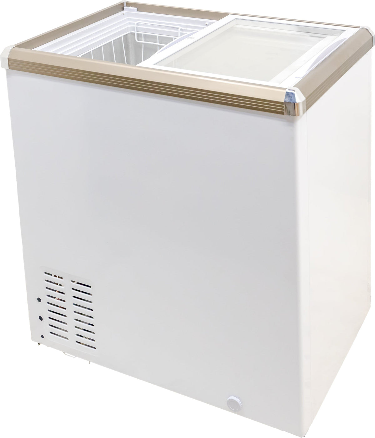 Omcan - 5.3 Cu.Ft Ice Cream Chest Freezer With Flat Glass Top - 45291