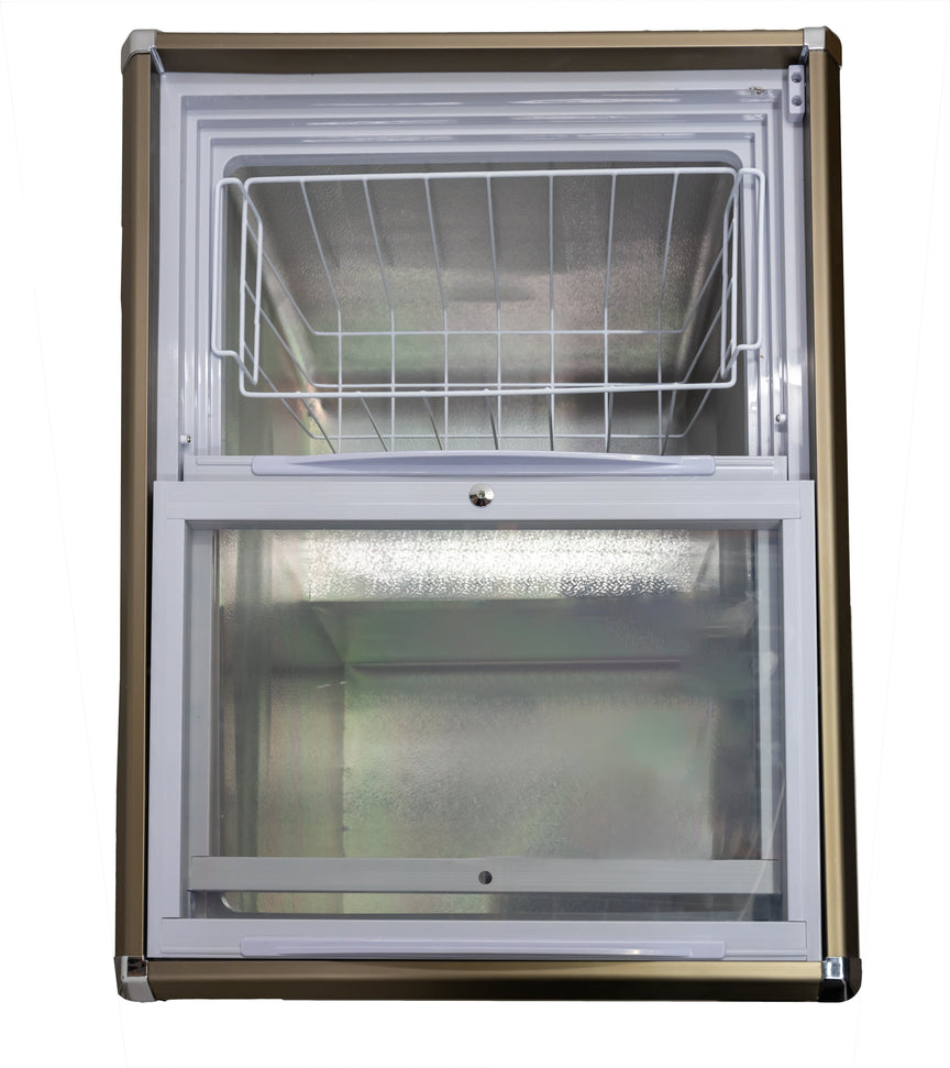 Omcan - 5.3 Cu.Ft Ice Cream Chest Freezer With Flat Glass Top - 45291