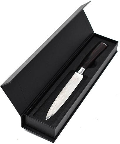 Omcan - 5.5" Utility Damascus Style Forged Knife With Gift Box, Pack of 6 - 47913