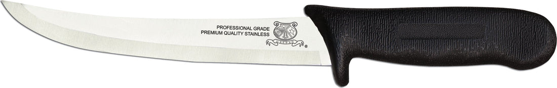 Omcan - 6" Black DR Handle Greban Curved Blade Boning Knife, Pack of 10 - 11564