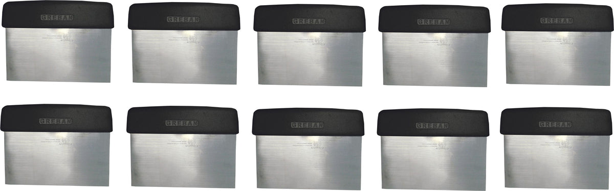 Omcan - 6" Black Handle Dough Scraper, Pack of 10 - 14200