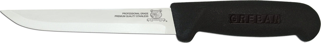 Omcan - 6" Black Handle Greban Straight Blade Boning Knife, Pack of 20 - 11637