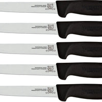 Omcan - 6” Black Super Fiber Handle Victoria USA Straight Blade Boning Knife, Pack of 10 - 12844
