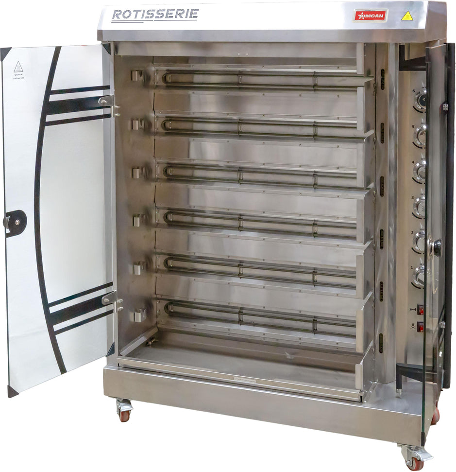 Omcan - 6 Burners, 36 Chicken Capacity, 46" Electric Rotisserie Grill - 48195