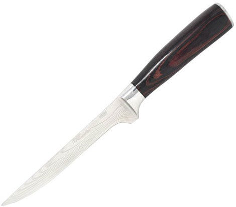 Omcan - 6" Damascus Style Forged Boning Knife with Gift Box, Pack of 5 - 47909