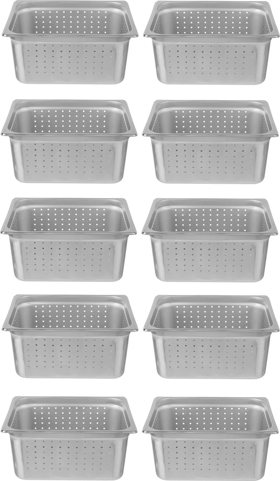 Omcan - 6" Deep 1/2-Size Perforated Steam Table Pan, Pack of 10 - 85208