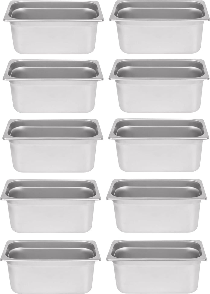 Omcan - 6" Deep 1/4-Size Stainless Steel Steam Table Pan, Pack of 10 - 80274