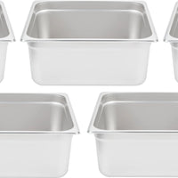 Omcan - 6" Deep 2/3-Size Stainless Steel Steam Table Pan, Pack of 5 - 80615