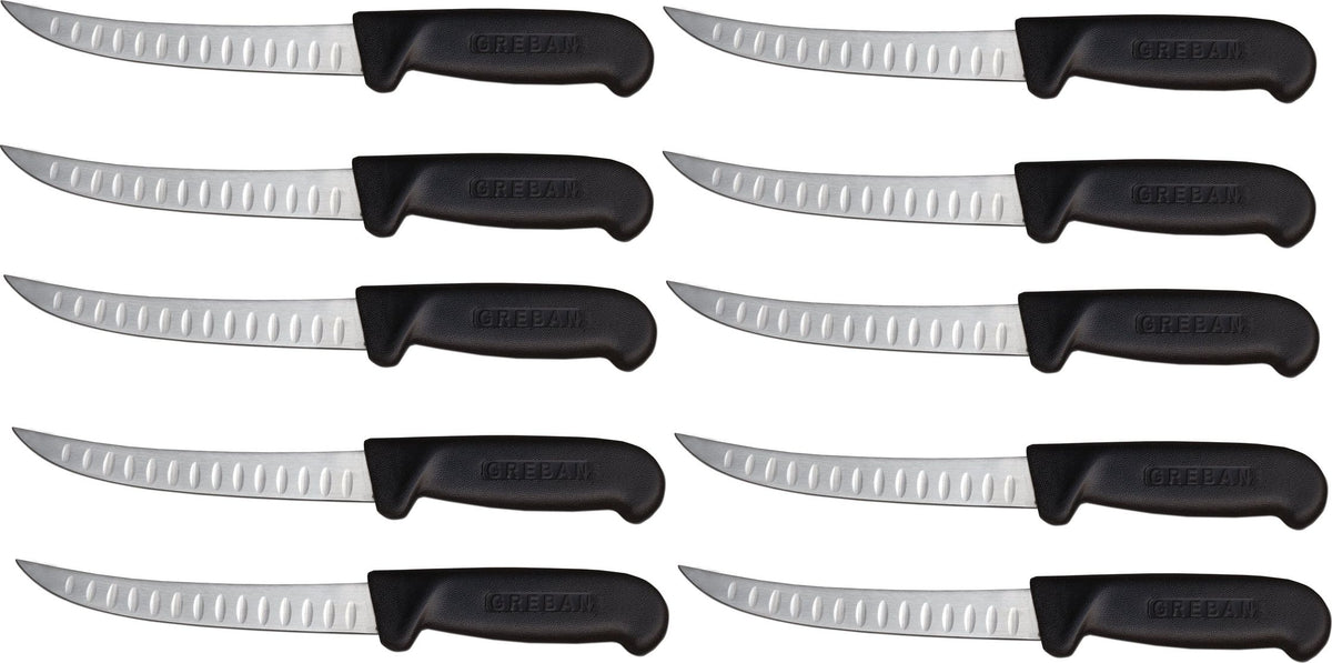 Omcan - 6” Greban Curved Blade G-Edge Boning Knife, Pack of 10 - 11819