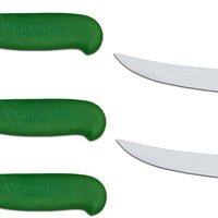 Omcan - 6” Green Handle Curved Blade Victoria USA Boning Knife, Pack of 5 - 23871