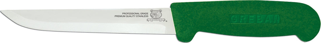 Omcan - 6" Green Handle Greban Straight Blade Boning Knife, Pack of 15 - 11677