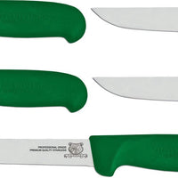 Omcan - 6” Green Super Fiber Handle Victoria USA Straight Blade Boning Knife, Pack of 10 - 23867