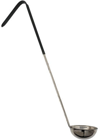 Omcan - 6 Oz One-Piece Stainless Steel Ladle with Black Handle, Pack of 20 - 80765