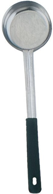 Omcan - 6 Oz One-Piece Stainless Steel Solid Portion Control Spoon with Black Handle, Pack of 30 - 80780