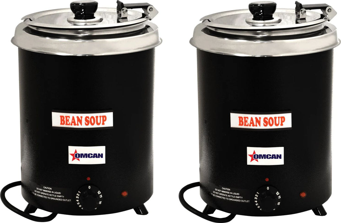 Omcan - 6 QT Black Soup Kettle with Metal Lid (5.7 L) - FW-CN-0006