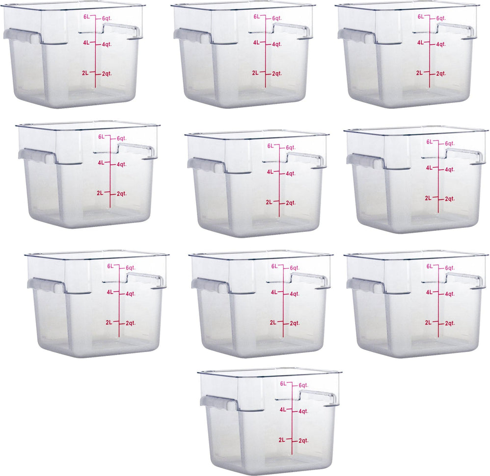 Omcan - 6 QT Clear Square Food Storage Container, Pack of 10 - 80168