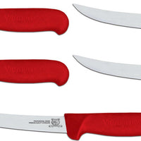 Omcan - 6” Red Handle Curved Blade Victoria USA Boning Knife, Pack of 5 - 23872