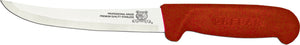 Omcan - 6" Red Handle Greban Curved Blade Boning Knife, 10/cs - 11786