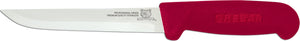 Omcan - 6" Red Handle Greban Straight Blade Boning Knife, 15/cs - 11688