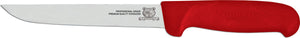 Omcan - 6” Red Super Fiber Handle Victoria USA Straight Blade Boning Knife, 5/cs - 23868