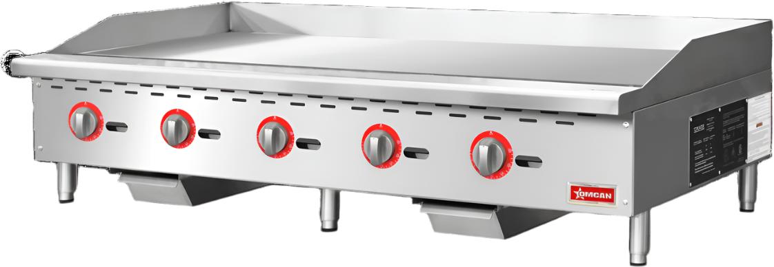 Omcan - 60″ 5-Burner Stainless Steel Gas Griddle with Thermostat Control - 48520