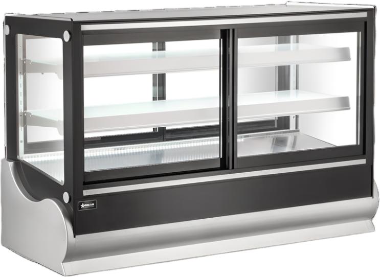 Omcan - 60” Black Square Refrigerated Self-Service 11.4 Cu.Ft. Countertop Display Case - 48566