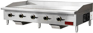 Omcan - 60" Countertop Stainless Steel Manual Gas Griddle with 5 Burners - CE-CN-G60-M
