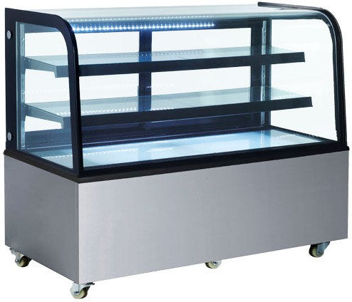 Omcan - 60" Curved Glass Stainless Steel Dry Bakery Display Case - 47104