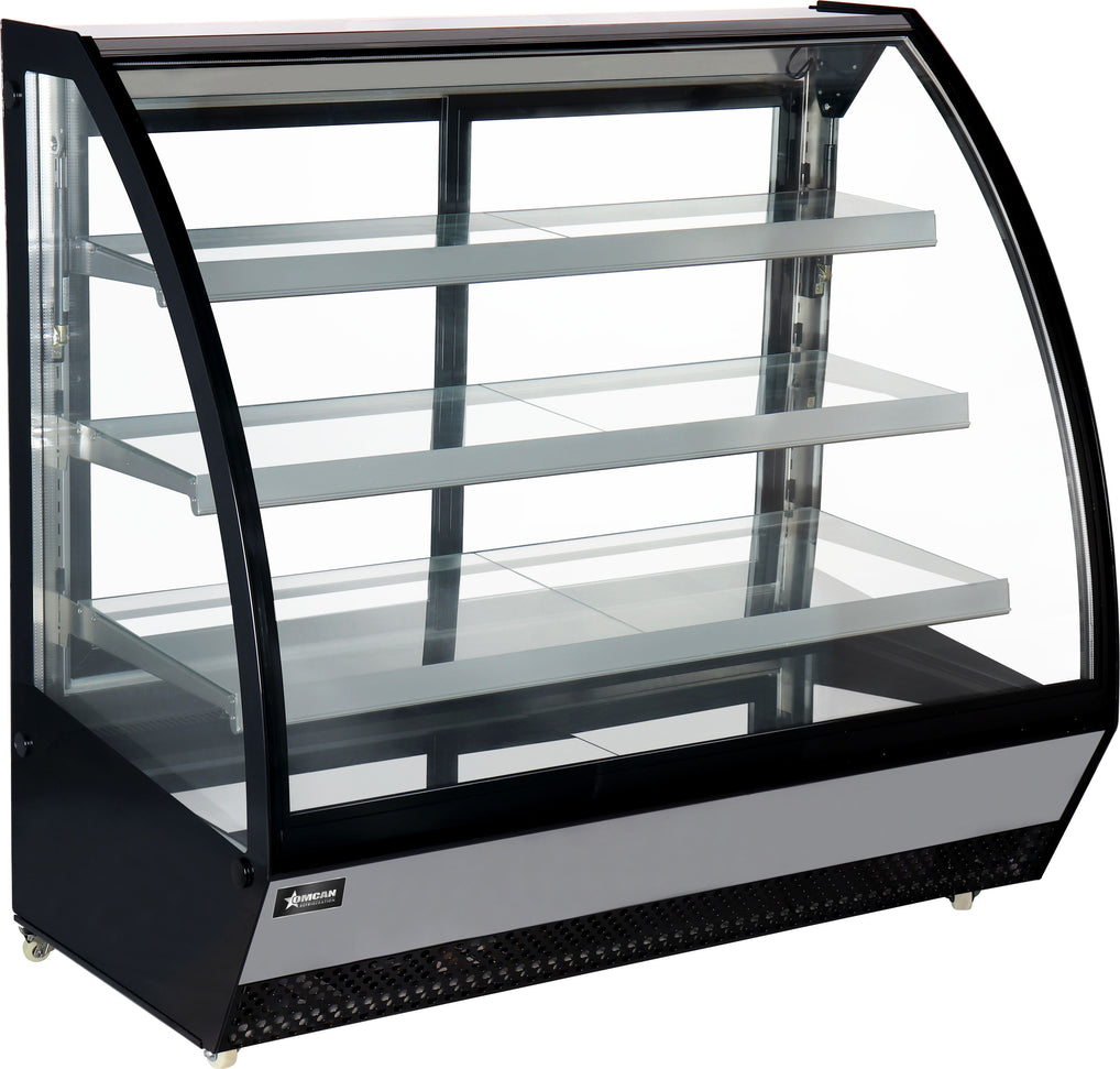 Omcan - 60″ Refrigerated Floor Showcase with Curved Glass With 28cu.ft. Capacity - 46471