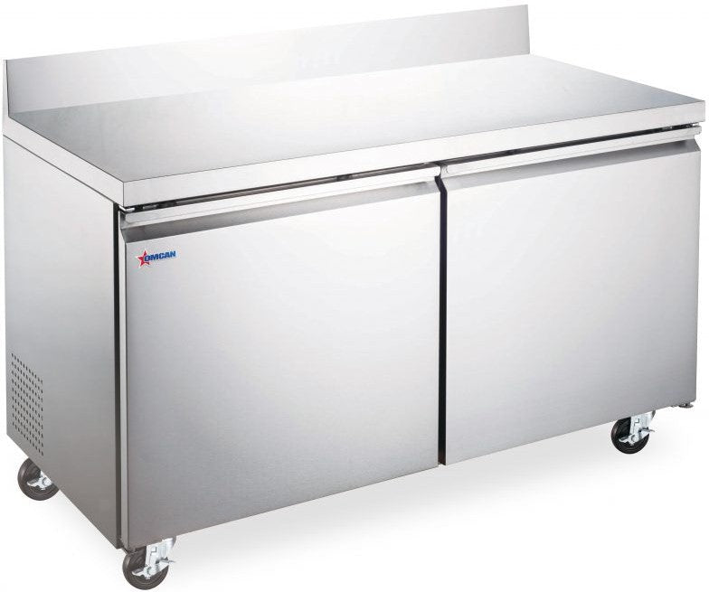 Omcan - 60" Stainless Steel Double Door Worktop Refrigerator with Backsplash - 50099